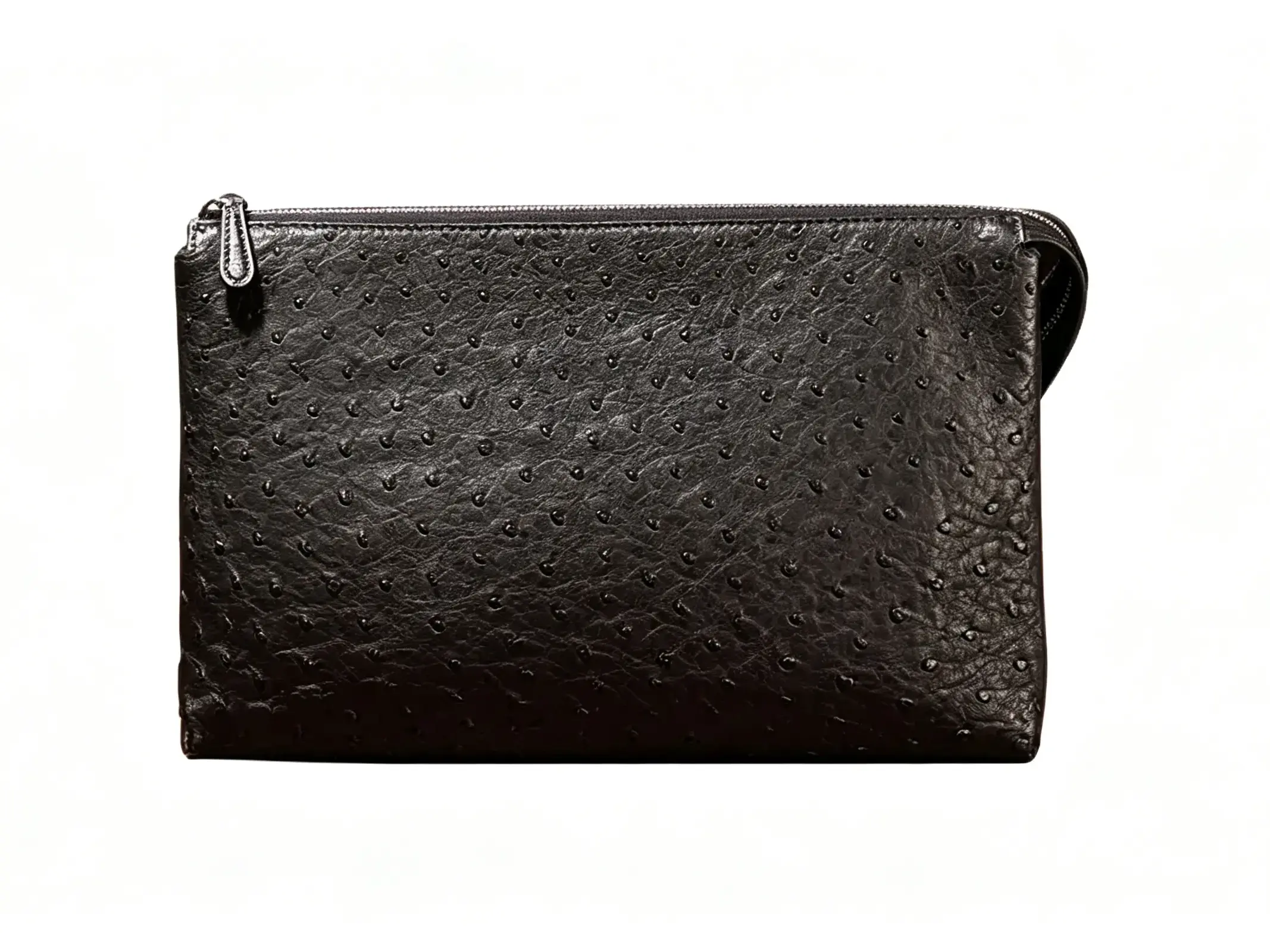 Quando usar esta bolsa de pulso com relevo de avestruz？