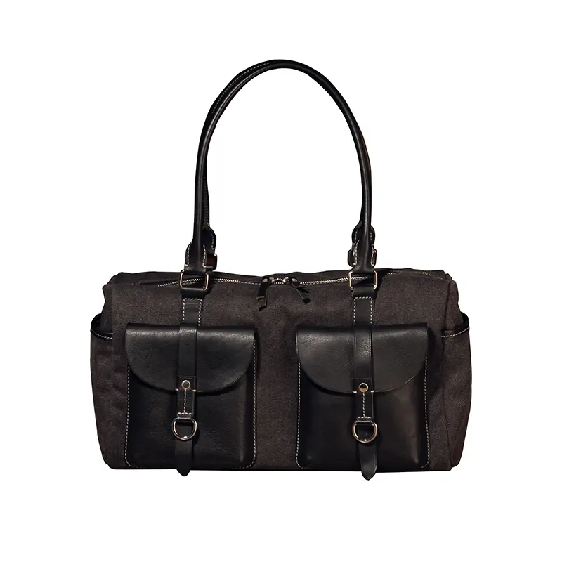 Bolsa de couro com vários bolsos