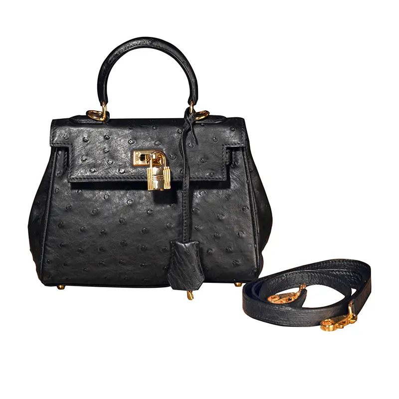 Bolsa de couro de avestruz
