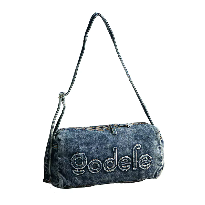 Bolsa de ombro jeans lavada