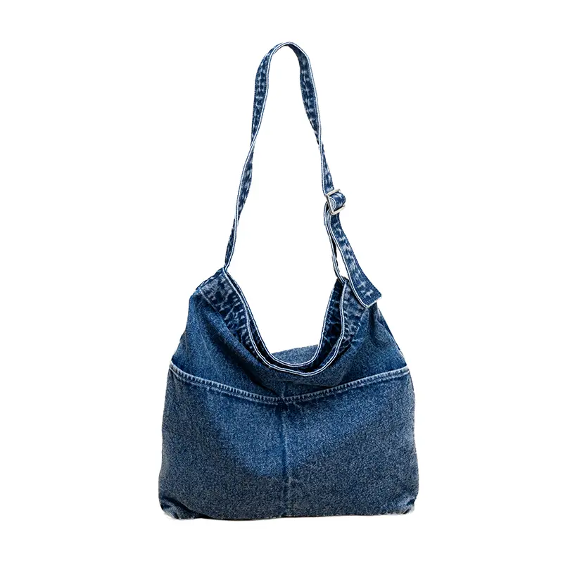 Bolsa de ombro feminina em lona jeans