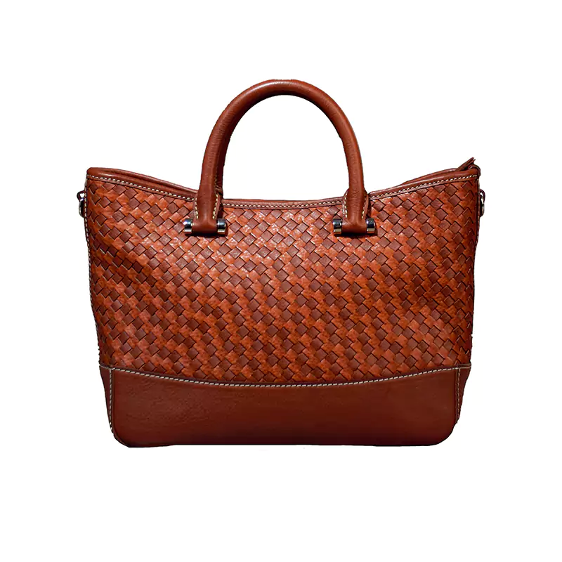 Bolsa crossbody de couro tecido